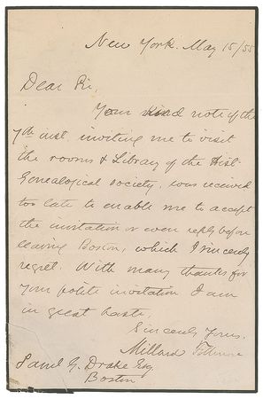 Lot #11 Millard Fillmore Handwritten Letter Signed
