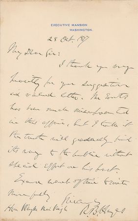 Lot #16 Rutherford B. Hayes Handwritten Letter