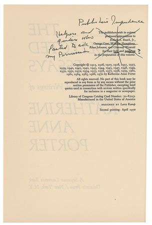 Lot #436 James Michener and Katherine Anne Porter - Image 7