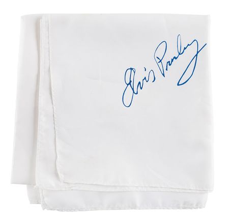 Lot #501 Elvis Presley: 'Southern mansion white' scarf worn by Elvis on New Year's Eve 1975 - Image 1