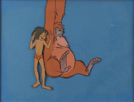 Lot #909 Mowgli and King Louie production cel from The Jungle Book Production Cel - Image 1