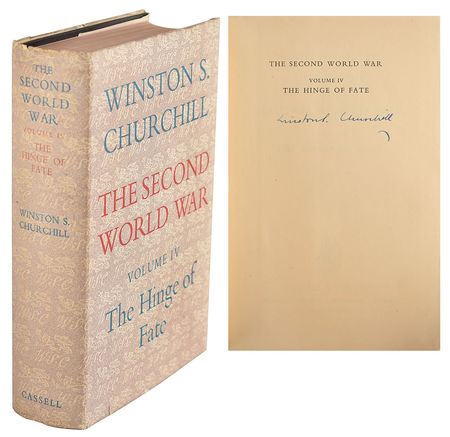 Lot #178 Winston Churchill: Churchill's six-book account of World War II, inscribed inside Volume IV: The Hinge of Fate - Image 1