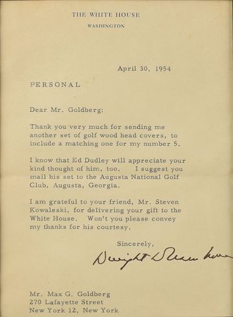 Lot #77 Dwight D. Eisenhower: Ike sends thanks for a 