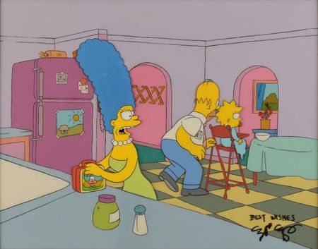 Lot #752 Homer, Marge, and Maggie Simpson Production Cels from The Simpsons Production Cels - Image 1
