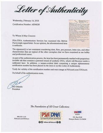 Lot #246 Melvin Purvis Handwritten Letter Signed - Image 3