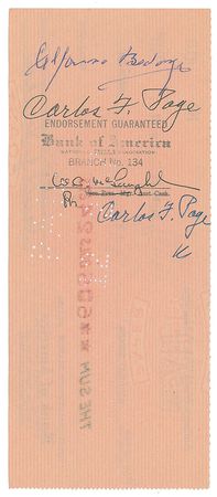 Lot #627 Alfonso Bedoya Check - Image 1