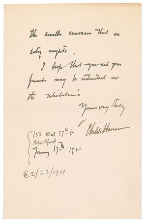 Lot #390 Childe Hassam Handwritten Letter Signed - Image 2