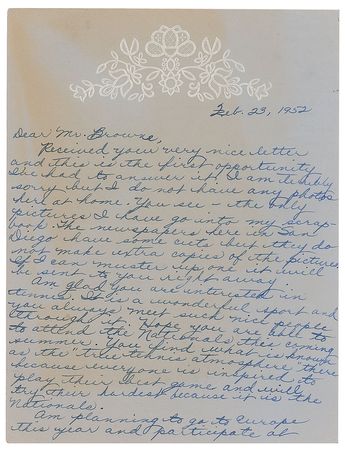 Lot #694 Maureen Connolly: 'Little Mo' at age 17: 