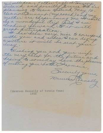 Lot #694 Maureen Connolly: 'Little Mo' at age 17: 