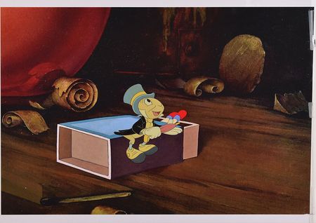 Lot #837 Jiminy Cricket production cel from Pinocchio Production Cel - Image 1