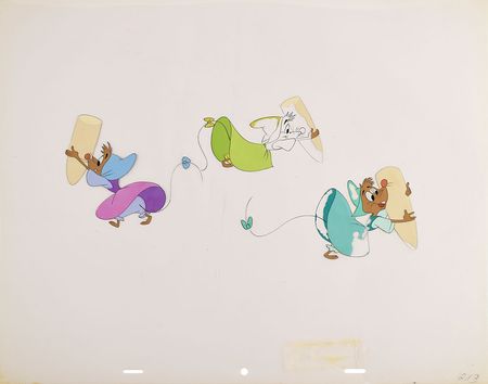Lot #871 Three Tailor Mice production cel from Cinderella Production Cel - Image 1