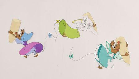 Lot #871 Three Tailor Mice production cel from Cinderella Production Cel - Image 2