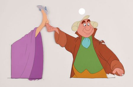 Lot #872 Footman and Glass Slipper production cel from Cinderella Production Cel - Image 1