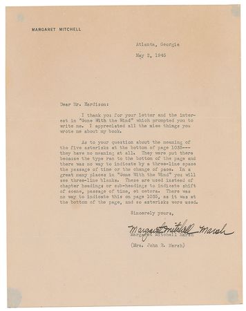 Lot #414 Margaret Mitchell: Mitchell explains how she indicates 