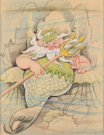 Lot #819 King Neptune concept drawing from King Neptune: Wonderful Horvath concept artwork of King Neptune - Image 1
