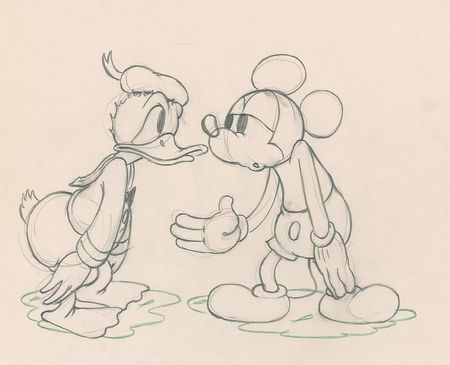 Lot #820 Mickey Mouse and Donald Duck production drawing from Mickey's Trailer Production Drawing - Image 1