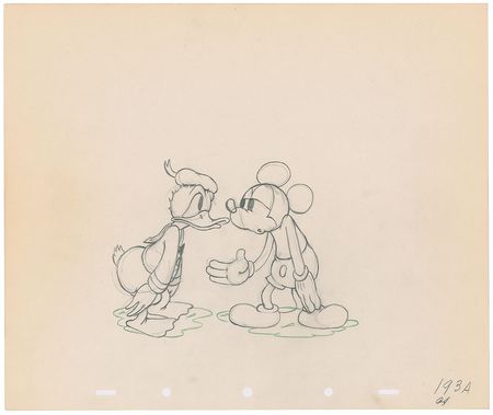 Lot #820 Mickey Mouse and Donald Duck production drawing from Mickey's Trailer Production Drawing - Image 2