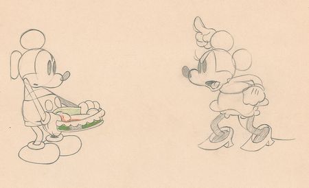 Lot #790 Mickey and Minnie Mouse production drawing from Puppy Love Production Drawing - Image 1