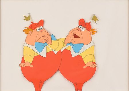 Lot #879 Tweedledum and Tweedledee production cel from Alice in Wonderland Production Cel - Image 1