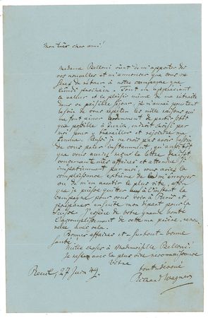 Lot #462 Richard Wagner Handwritten Letter Signed - Image 1