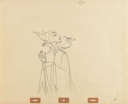 Lot #903 Maleficent and Diablo production drawing from Sleeping Beauty Production Drawing - Image 1