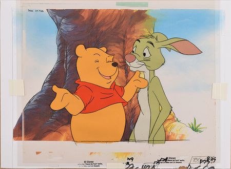 Lot #921 Winnie the Pooh and Rabbit production cel and production background from The New Adventures of Winnie the Pooh Production Cel Set-Up - Image 1