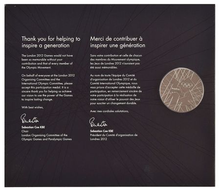 Lot #3127 London 2012 Summer Olympics Cupronickel Participation Medal - Image 4