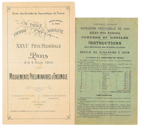 Lot #3004  Paris 1900 Summer Olympics Bronze Winner's Medal for Gymnastics (Fete Federale) & Two Related Programs - Image 4