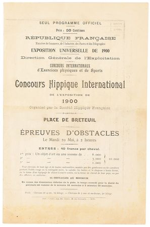Lot #3008  Paris 1900 Summer Olympics Equestrian Program - Image 2