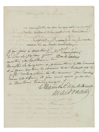 Lot #396 Jacques Etienne Joseph Macdonald Handwritten Letter Signed - Image 1