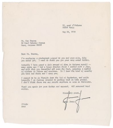 Lot #604 James Jones Signed Photograph and Typed Letter Signed - Image 2