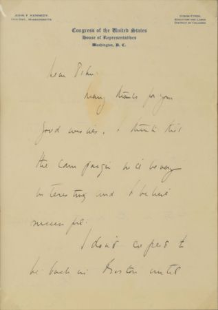 Lot #73 John F. Kennedy Handwritten Letter Signed - Image 2