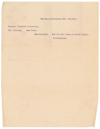 Lot #28 Theodore Roosevelt: Roosevelt runs as a progressive: 
