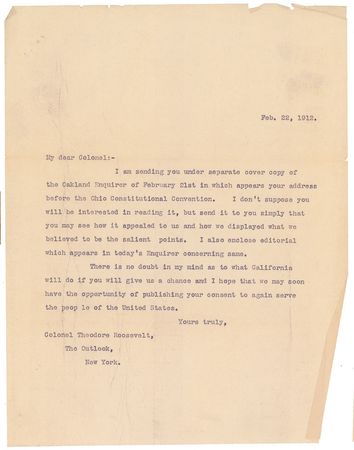 Lot #28 Theodore Roosevelt: Roosevelt runs as a progressive: 