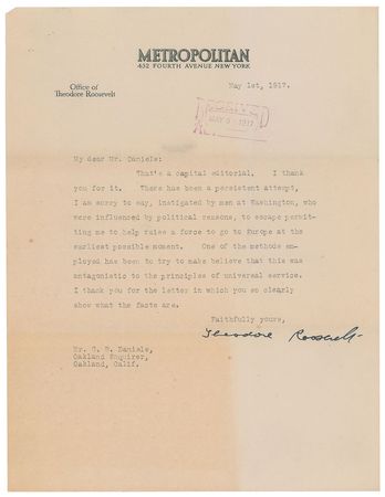 Lot #29 Theodore Roosevelt: Nearly sixty years old, Teddy aims to 