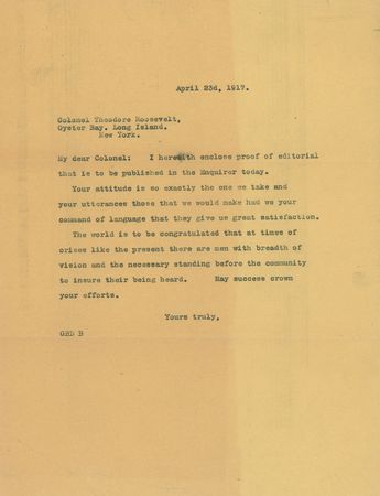 Lot #29 Theodore Roosevelt: Nearly sixty years old, Teddy aims to 