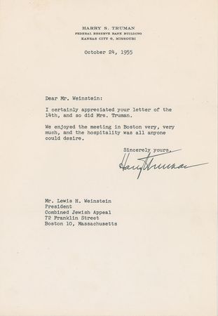 Lot #181 Harry S. Truman Typed Letters Signed - Image 1