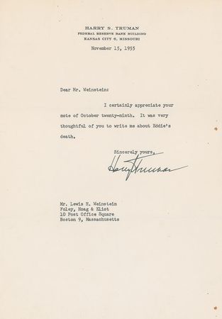 Lot #181 Harry S. Truman Typed Letters Signed - Image 2