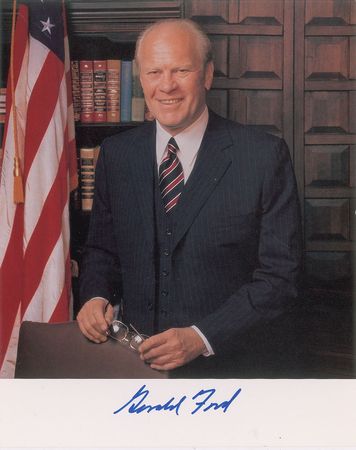 Lot #130 Gerald Ford Signed Photograph - Image 1