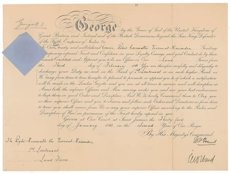 Lot #298 King George V Signed Document - Image 1