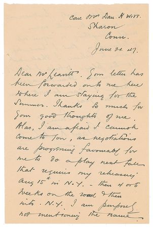 Lot #810 Basil Rathbone Handwritten Letter Signed - Image 1