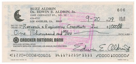 Lot #433 Buzz Aldrin Check - Image 1