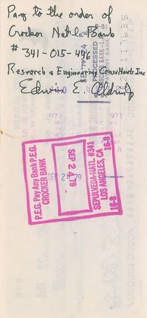 Lot #433 Buzz Aldrin Check - Image 2