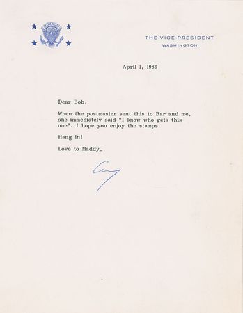Lot #83 George Bush Letter and Stamps - Image 1