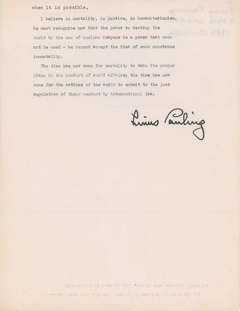 Lot #320 Linus Pauling: 