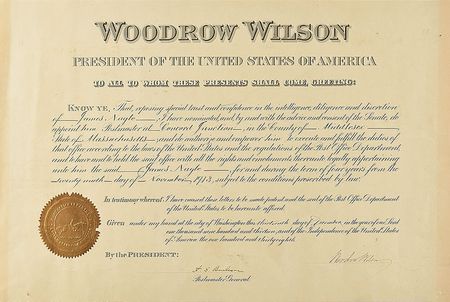 Lot #188 Woodrow Wilson Signed Document - Image 1