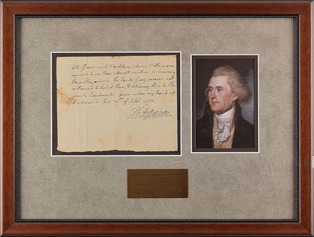 Lot #5 Thomas Jefferson: Governor Jefferson calls
