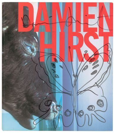 Lot #499 Damien Hirst: Signed twice by Hirst, with shark and butterfly sketches - Image 1