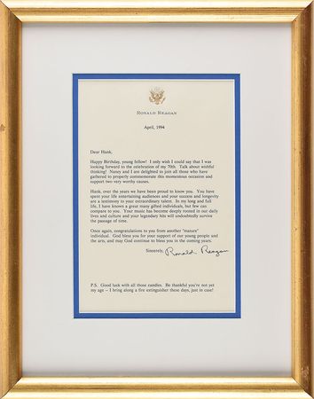 Lot #166 Ronald Reagan: Birthday wishes for the 'Moon River' composer - Image 1