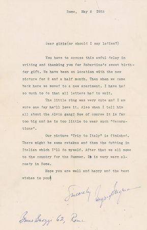 Lot #761 Ingrid Bergman: In Rome to shoot Journey to Italy: 